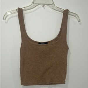 Brown Ribbed Tank Top